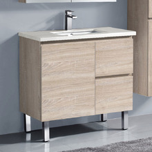 Vitrus 900mm Oak Freestanding Single Vanity with Stone Countertop & Undermount Basin